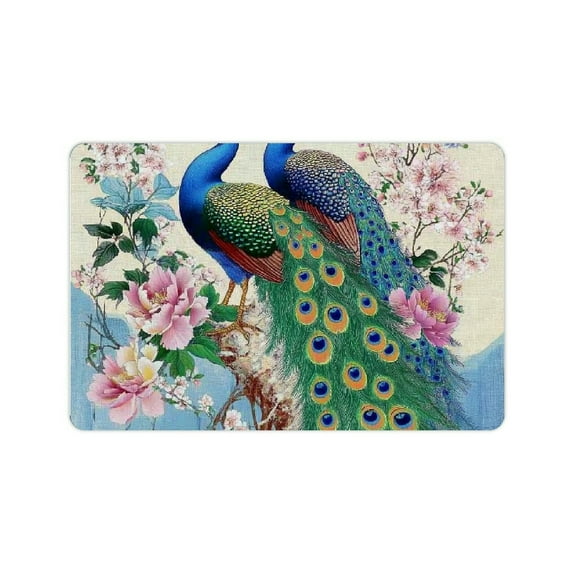 ZFLMY Peacocks Flowers Quick Drying Home Bath Rug Mat 24x16 24x16in