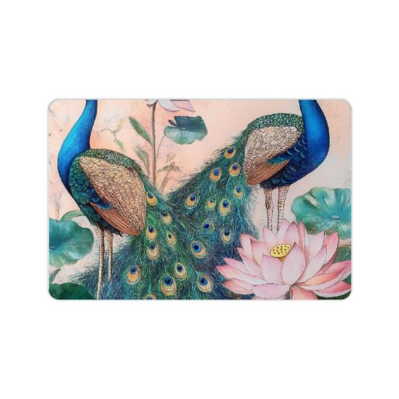 ZFLMY Peacocks Water Lilies Lotus Flower Bath Rug Fast Absorption 24x16in