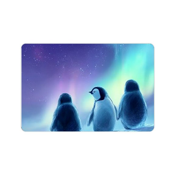 ZFLMY Penguins Aurora Lights Snowy Hill Diatom Mud Mat Non-Slip 24x16in