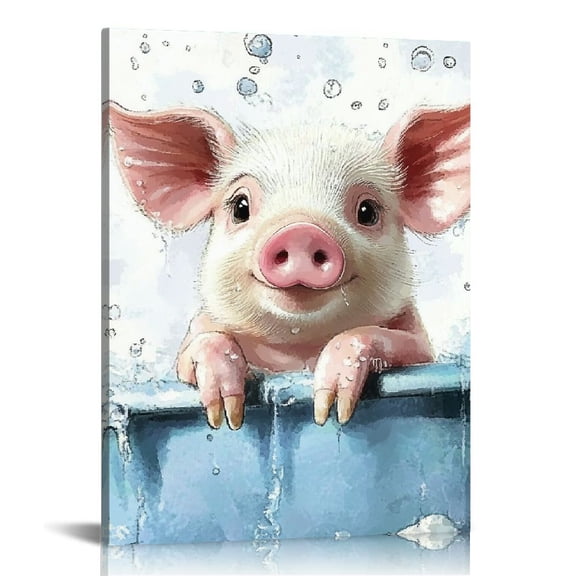 ZFLMY Pig Theme Canvas Print Wall Art Home Decor for Living Room Bedroom Office, Perfect Gift for Various Occasions, 12x16/16x20 Inches 12x16in