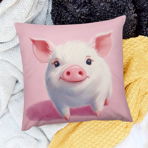 ZFLMY Pig Theme Party Supplies Pillow Covers for Home Sofa Couch Linen 100% - Set of 1, Various Sizes 18x18in