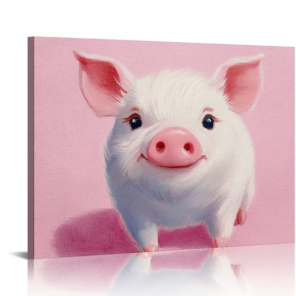 ZFLMY Pig Theme Wall Art Canvas Print for Home Decor, Ready To Hang Room Art Decor 16x12in