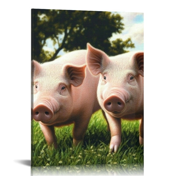ZFLMY Pigs Grass Trees Canvas Art Modern Wall Decor 12x16 16x20 16x20in