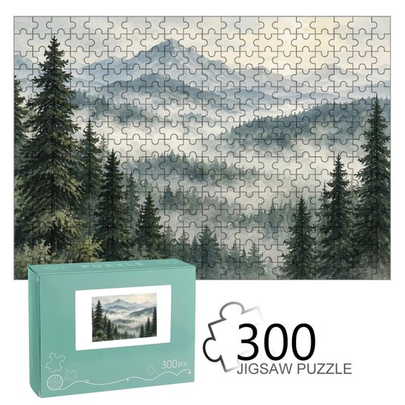 ZFLMY Pine Forest Under Snowy Peak Jigsaw Puzzle for Adults Challenging Game with Reference Poster,Home Display Piece Gift for Family Indoor Activity