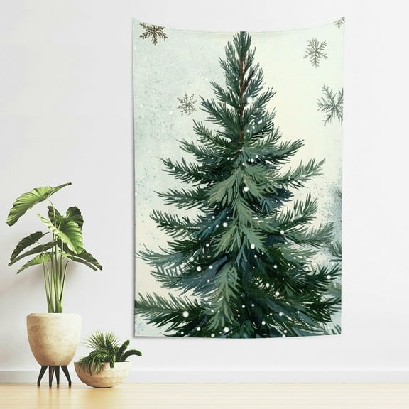 ZFLMY Pine Tree Snowflakes Tapestry Wall Hanging Home Decor 40*60in