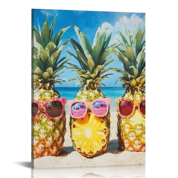 ZFLMY Pineapples Sunglasses Beach Canvas Wall Art Home Decor 12x16in