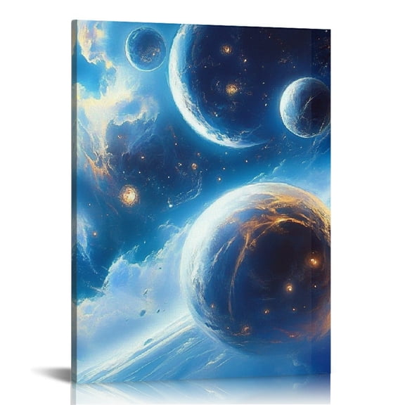 ZFLMY Planets Blue Sky Space Canvas Wall Art Home Decor 12x16 12x16in