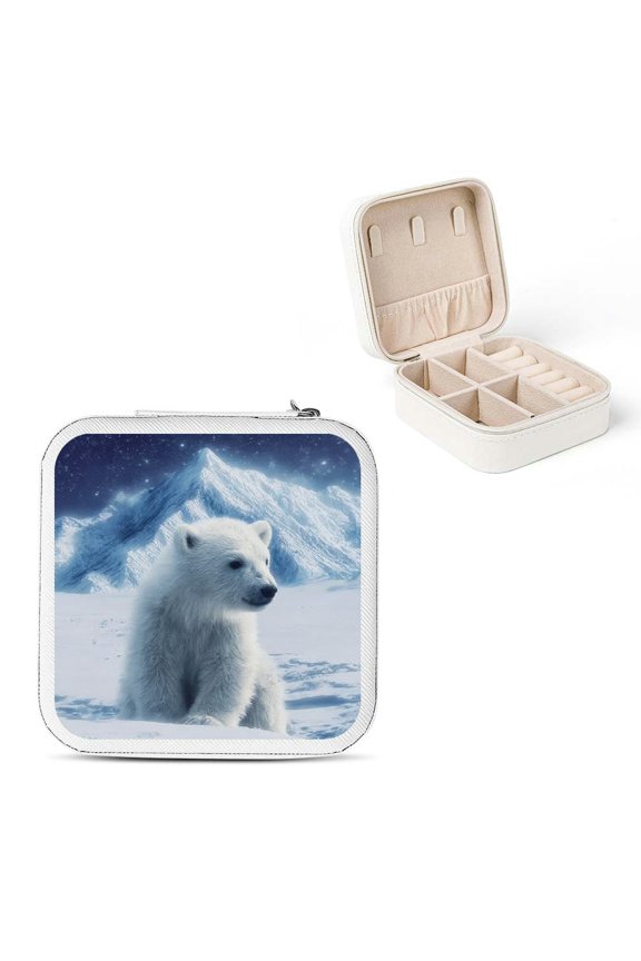 Polar Bear Snow Mountain Jewelry Box for Necklaces Rings Earrings White