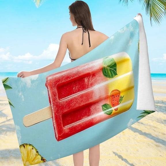 ZFLMY Pool Towel Watermelon Popsicle Pineapple Print Machine Washable for Bathroom Beach Yoga Camping Hiking 55.1x27.6 55.1x27.6in
