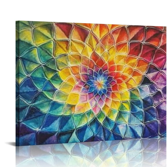 ZFLMY Psychedelic Rainbow Heart Canvas Wall Art Hanging Picture Prints Poster Painting Artwork Decor for Bedroom Office 16x12in