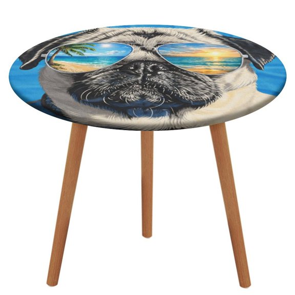 ZFLMY Pug Wearing Beach Sunglasses Table Cloth, Waterproof Oil-Proof, Wipeable Spill-Proof Table Cover for Dining Table, Heavy Duty Durable Tablecloth for Kitchen, Party, Picnic, Home Decor,