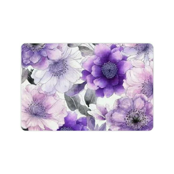 ZFLMY Purple Flowers Fast Absorption Bath Rug Eco-Friendly Home Decor 24x16in