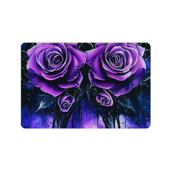 ZFLMY Purple Roses Gothic Bath Rug Fast Absorption Eco-Friendly Home 24x16in