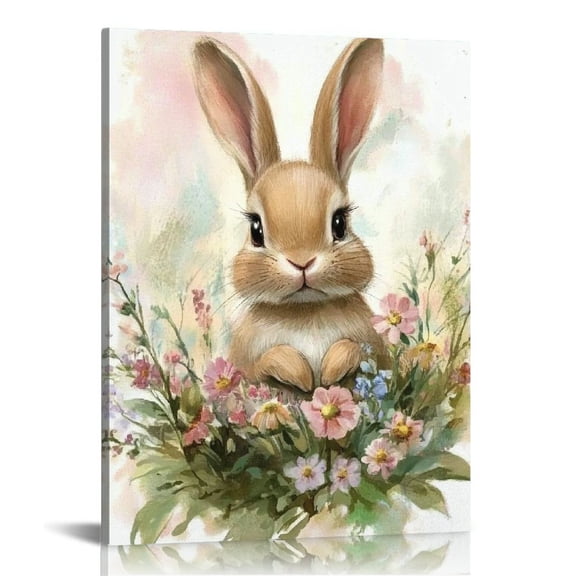 ZFLMY Rabbit Flowers Beatrix Potter Canvas Print Wall Decor 16x20in