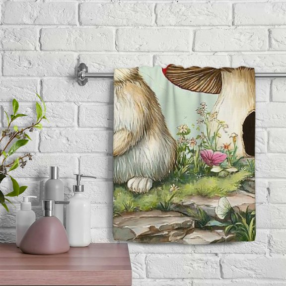 ZFLMY Rabbit Mushroom Snail Soft Bath Towel Absorbent Hand Towels 100% Polyester for Bathroom Hotel Gym and Spa Funny Kitchen Towels for Kitchens Bathrooms Showers 29.5x13.8 inches 29.5x13.8in