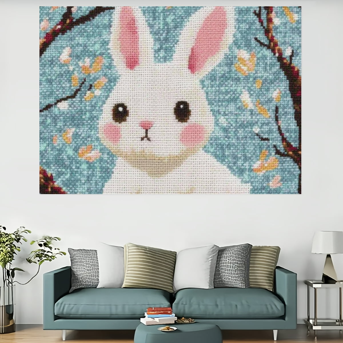 Tree & Rabbit Wall Art 60cm