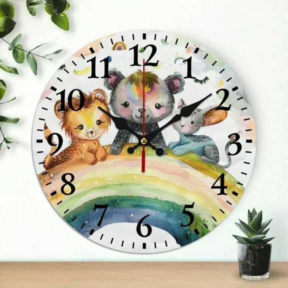 ZFLMY Rainbow Wall Clock for Living Room Decor, Large Numbers, Easy to Read, Modern Design, 10 Inches 10x10in