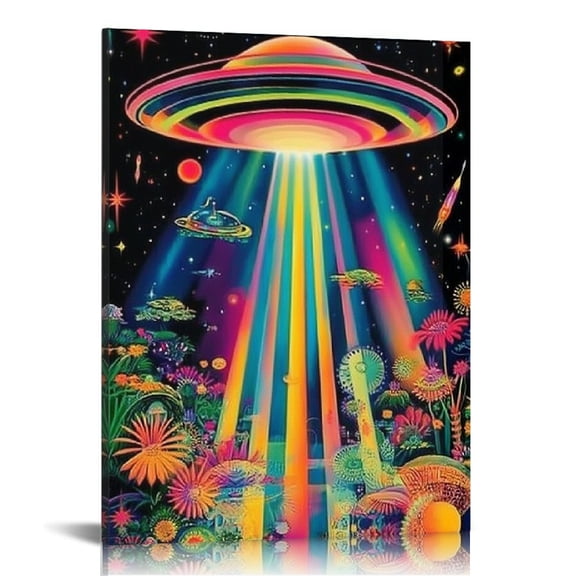 ZFLMY Rainbow Weed Alien Wall Art Hanging Picture Canvas Artwork Painting Vertical for Home Office Decor 12x16in