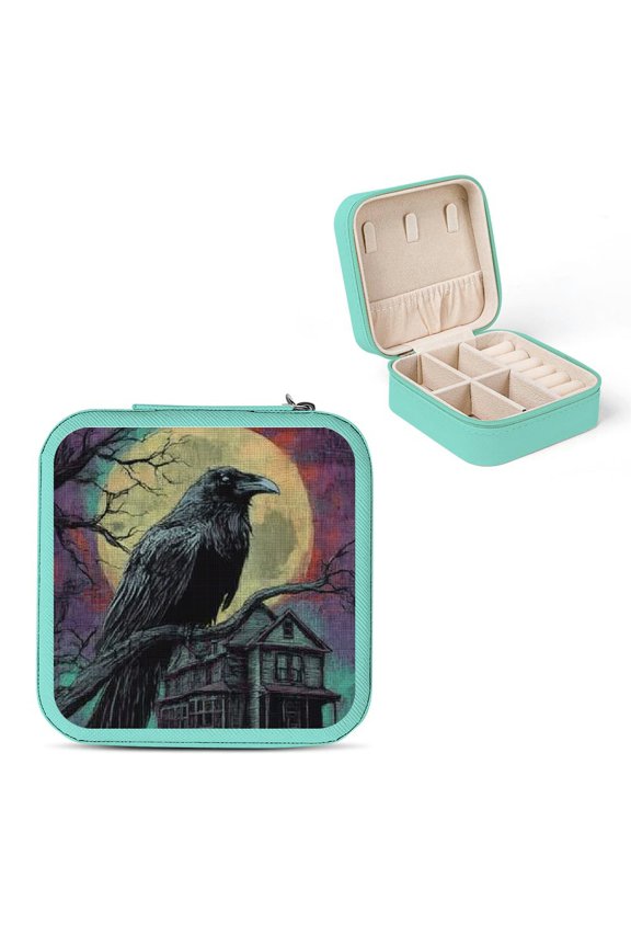 Raven Tree Branch Full Moon Jewelry Box for Necklaces Rings Earrings Green