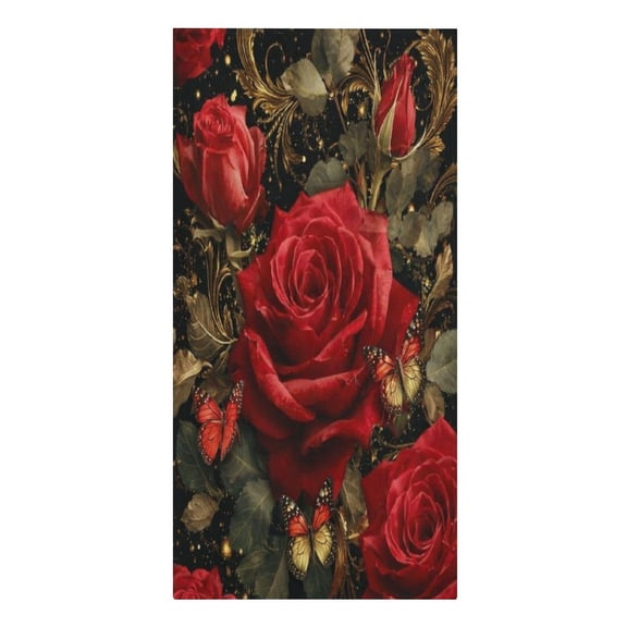 ZFLMY Red Roses  Monarch ButterfliesBeach Towel, Sand Free, Quick Dry, Highly Absorbent, Compact Lightweight, Travel Beach Towel, Essential for Swimming Pool Vacation Camping Yoga, Gift for Father