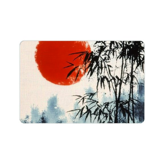 ZFLMY Red Sun Forest Ukiyo-E Diatom Mud Non-Slip Bath Mat 24x16in