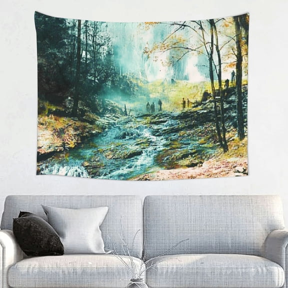 ZFLMY 'Rock River' landscape painting tapestry wall art, suitable for home and office decoration. 40x30in