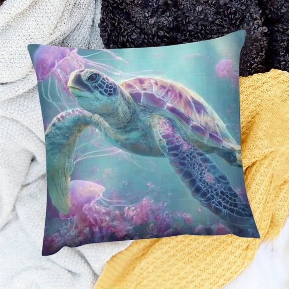 ZFLMY Sea Turtle Throw Pillow Covers Cozy Square Pillowcases Home Decor for Bed Couch Sofa Office Living Room Cushion Covers 20x20in
