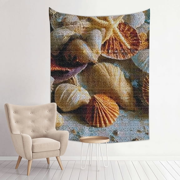 ZFLMY Seashells Table Cloth Kinetic Wall Hanging Tapestry Home Decor 30*40in