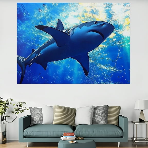 ZFLMY Shark Ocean Fish Tapestry Wall Art Home Decor 100% Polyester 60x40in