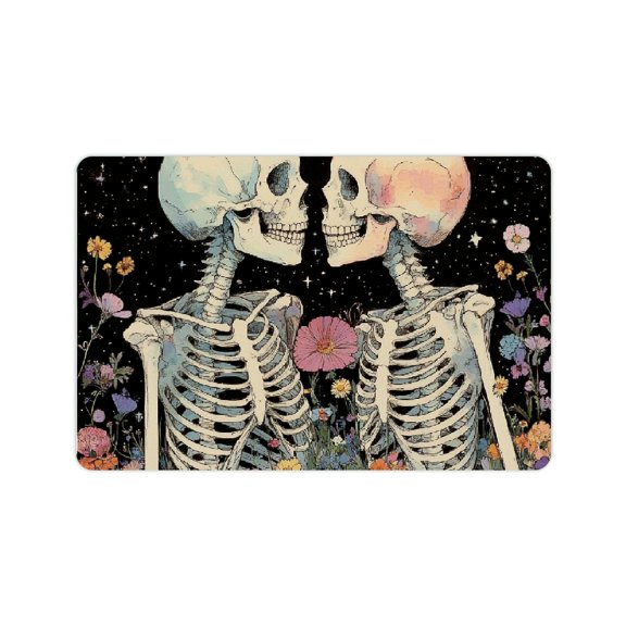 ZFLMY Skeletons Flowers Moon Diatom Mud Mats Non-Slip Home Decor 24x16in