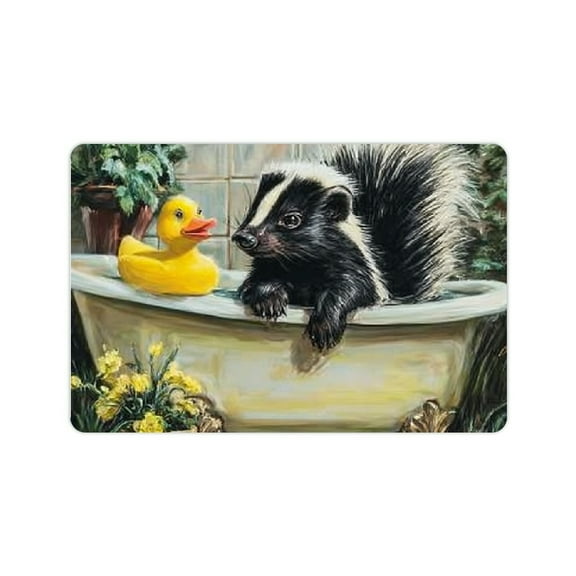 ZFLMY Skunk Bathtub Rubber Ducky Diatom Mud Mats Non-Slip Home 24x16in
