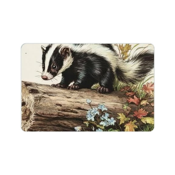 ZFLMY Skunk Log Flowers Diatom Mud Mats Non-Slip Fast Absorption 24x16in