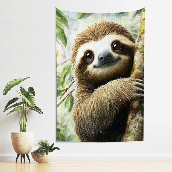 ZFLMY Sloth Branch Leaves Tapestry Wall Hanging for Home Decor 40*60in
