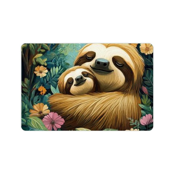 ZFLMY Sloths Jungle Flowers Fast Absorption Home Rug Mat 24x16in