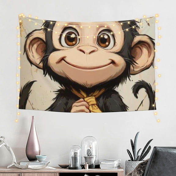 ZFLMY Smiling Monkey Tapestry Wall Art for Living Room Bedroom Decor 60x40in