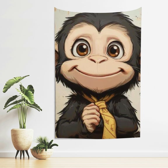 ZFLMY Smiling Monkey Tapestry Wall Decoration 100% Polyester 4 Sizes 40*60in