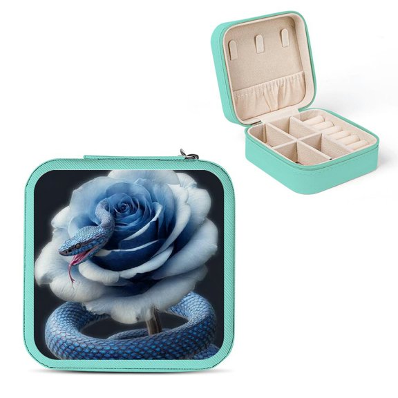 ZFLMY Snake Blue Rose Symbolism Jewelry Storage Box for Necklaces Rings Green