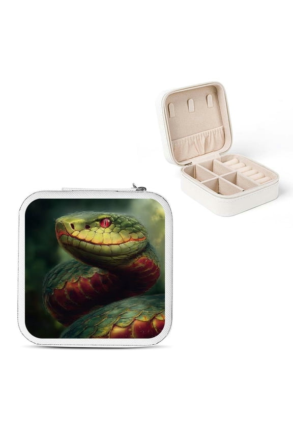 Snake Cobra Jewelry Box Travel Case for Necklaces Rings Earrings White