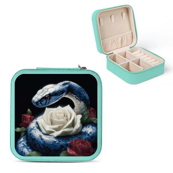 ZFLMY Snake Cobra Rose Flexible Jewelry Box for Necklaces Rings Earrings Green