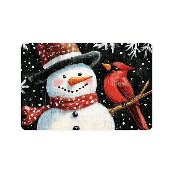 ZFLMY Snowman Cardinal Folk Art Diatom Mud Mats Non-Slip Home Decor 24x16in
