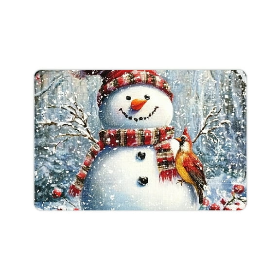 ZFLMY Snowman Cardinal Snow Diatom Mud Mat Non-Slip Home Decor 24x16in