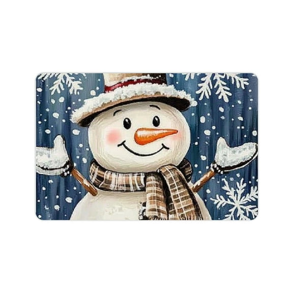 ZFLMY Snowman Snowflakes Winter Diatom Mud Bath Mat Quick Drying & Absorbent Rubber Backing Easy Storage Super Absorption 24x16in