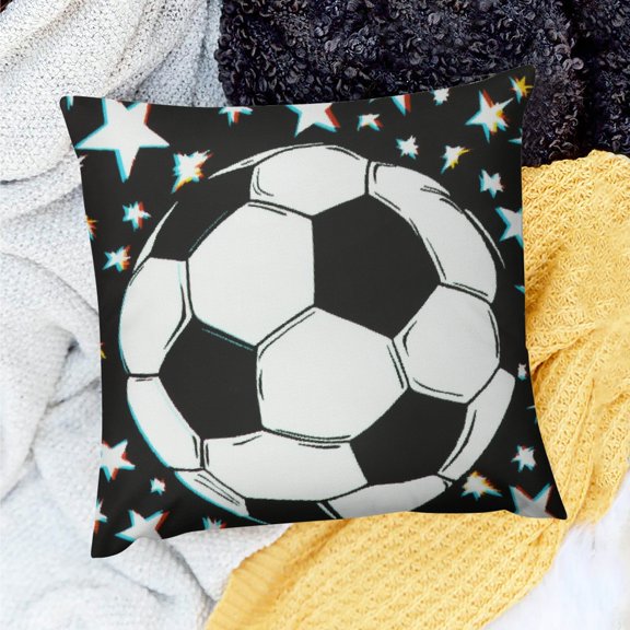 ZFLMY Soccer Ball Stars Op Art Linen Pillow Case Cushion Cover for Home Sofa Couch Decor 20x20in
