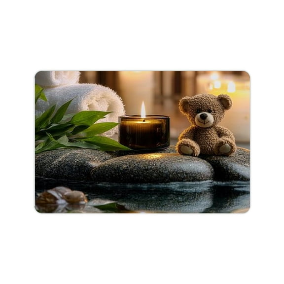 ZFLMY Spa Candle Teddy Bear Diatom Mud Mat Non-Slip Home Rug 24x16in