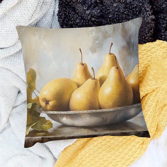 ZFLMY Square Cushion Cover Pears Decor Indoor Decoration for Home Sofa Couch Linen Material 3 Sizes 18x18in