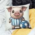 thumbnail image 1 of ZFLMY Square Cushion Cover Pig Soccer Ball David Young Cameron Party Supplies for Home Sofa Couch Linen 100% 18x18in, 1 of 5