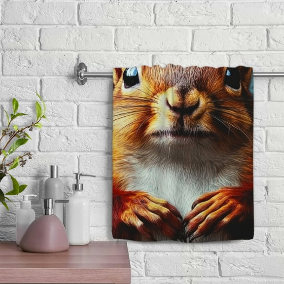 ZFLMY Squirrel Crown Ornate Soft Bath Towel Absorbent Hand Towels 100% Polyester Funny Kitchen Towels Modern Decorative Tea Towels for Kitchens Bathrooms Showers 29.5x13.8 inches 29.5x13.8in