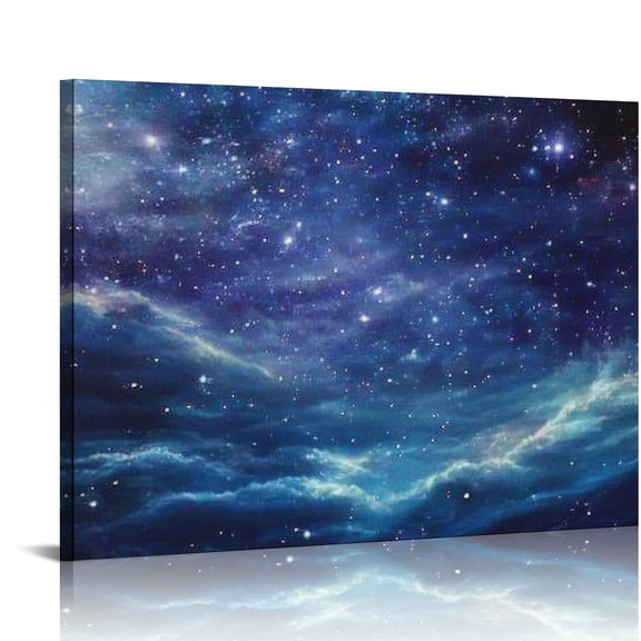 ZFLMY Stars Clouds Space Canvas Prints Wall Art Decor Ready To Hang - Home Living Room Bedroom Office Hotel Decorations Gift Ideas 16x12in