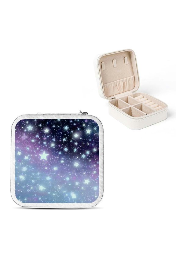 Stars Space Art Jewelry Box for Necklaces Rings Earrings White