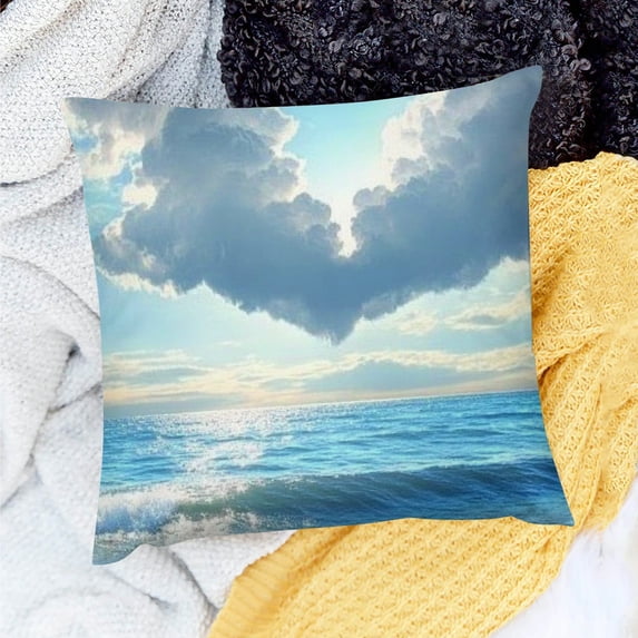 ZFLMY Sunbeam Holiday Pillow Case 100% Linen for Home Sofa Couch 18x18in